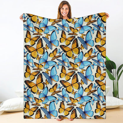Turquoise And Orange Butterfly Print Blanket