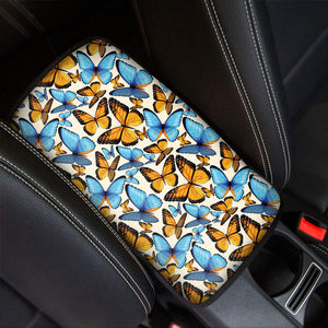 Turquoise And Orange Butterfly Print Car Center Console Cover