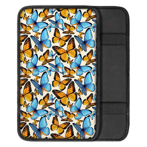 Turquoise And Orange Butterfly Print Car Center Console Cover