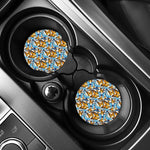 Turquoise And Orange Butterfly Print Car Coasters