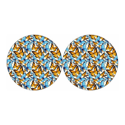 Turquoise And Orange Butterfly Print Car Coasters