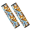 Turquoise And Orange Butterfly Print Car Seat Belt Covers