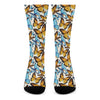 Turquoise And Orange Butterfly Print Crew Socks