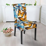Turquoise And Orange Butterfly Print Dining Chair Slipcover