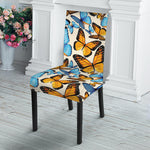 Turquoise And Orange Butterfly Print Dining Chair Slipcover