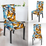 Turquoise And Orange Butterfly Print Dining Chair Slipcover