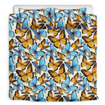 Turquoise And Orange Butterfly Print Duvet Cover Bedding Set