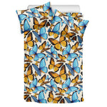 Turquoise And Orange Butterfly Print Duvet Cover Bedding Set