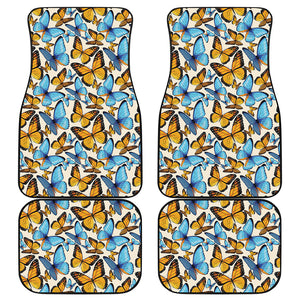 Turquoise And Orange Butterfly Print Front and Back Car Floor Mats