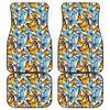 Turquoise And Orange Butterfly Print Front and Back Car Floor Mats