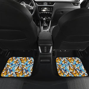 Turquoise And Orange Butterfly Print Front and Back Car Floor Mats