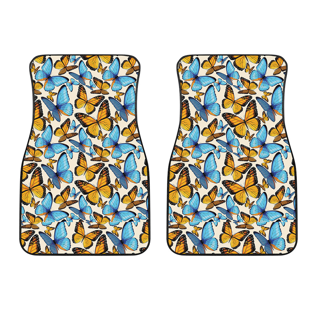 Turquoise And Orange Butterfly Print Front Car Floor Mats