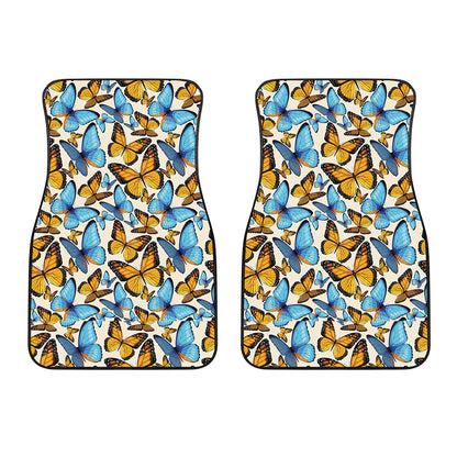 Turquoise And Orange Butterfly Print Front Car Floor Mats