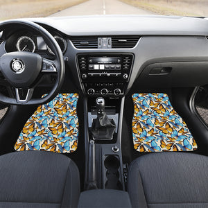 Turquoise And Orange Butterfly Print Front Car Floor Mats