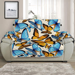 Turquoise And Orange Butterfly Print Half Sofa Protector