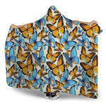 Turquoise And Orange Butterfly Print Hooded Blanket