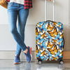 Turquoise And Orange Butterfly Print Luggage Cover