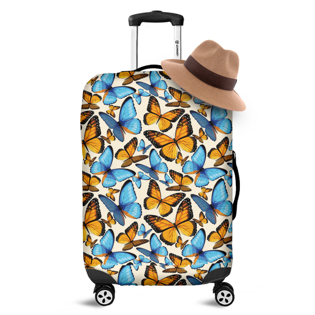 Turquoise And Orange Butterfly Print Luggage Cover