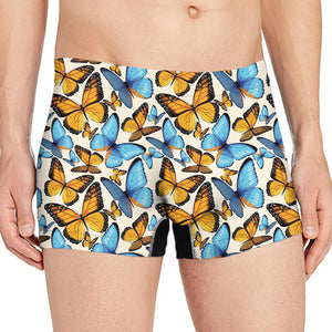 Turquoise And Orange Butterfly Print Men's Boxer Briefs