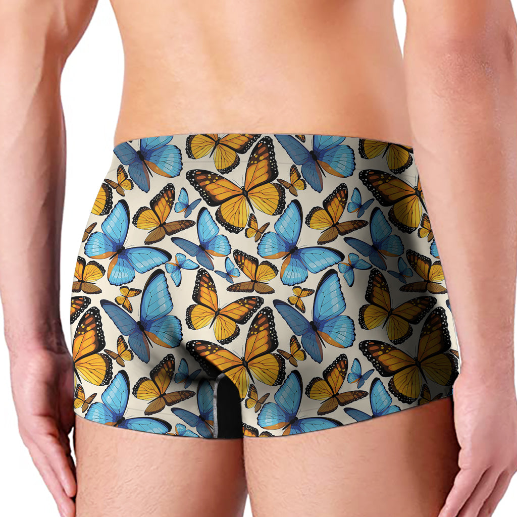 Turquoise And Orange Butterfly Print Men's Boxer Briefs