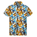 Turquoise And Orange Butterfly Print Men's Short Sleeve Shirt
