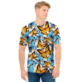 Turquoise And Orange Butterfly Print Men's T-Shirt