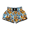 Turquoise And Orange Butterfly Print Muay Thai Boxing Shorts
