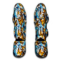 Turquoise And Orange Butterfly Print Muay Thai Shin Guards