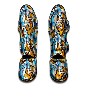 Turquoise And Orange Butterfly Print Muay Thai Shin Guard