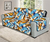 Turquoise And Orange Butterfly Print Oversized Sofa Protector
