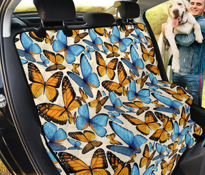 Turquoise And Orange Butterfly Print Pet Car Back Seat Cover