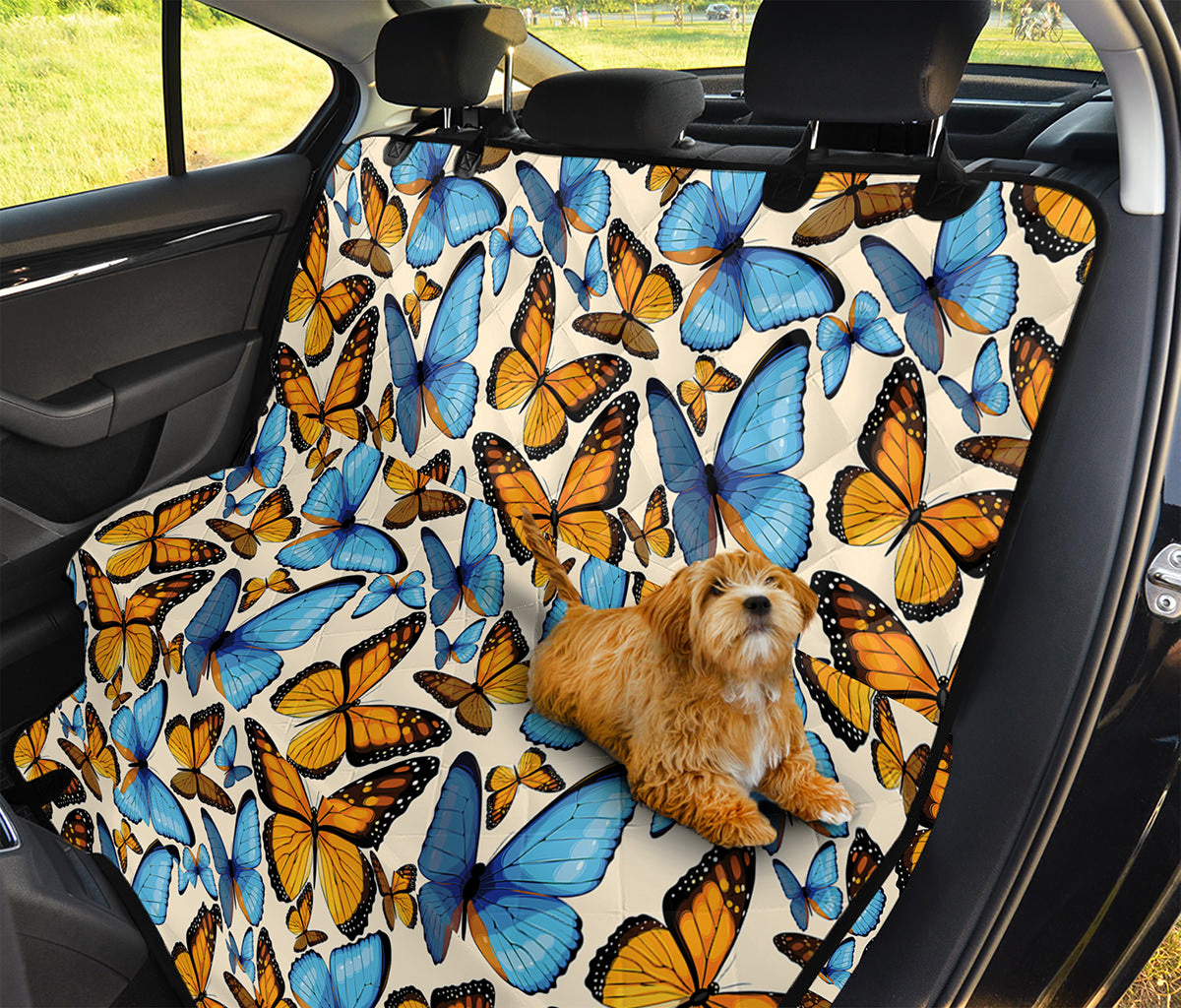 Turquoise And Orange Butterfly Print Pet Car Back Seat Cover