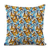 Turquoise And Orange Butterfly Print Pillow Cover