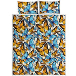 Turquoise And Orange Butterfly Print Quilt Bed Set
