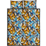 Turquoise And Orange Butterfly Print Quilt Bed Set