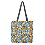Turquoise And Orange Butterfly Print Tote Bag