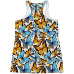 Turquoise And Orange Butterfly Print Women's Racerback Tank Top