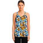 Turquoise And Orange Butterfly Print Women's Racerback Tank Top