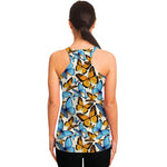 Turquoise And Orange Butterfly Print Women's Racerback Tank Top