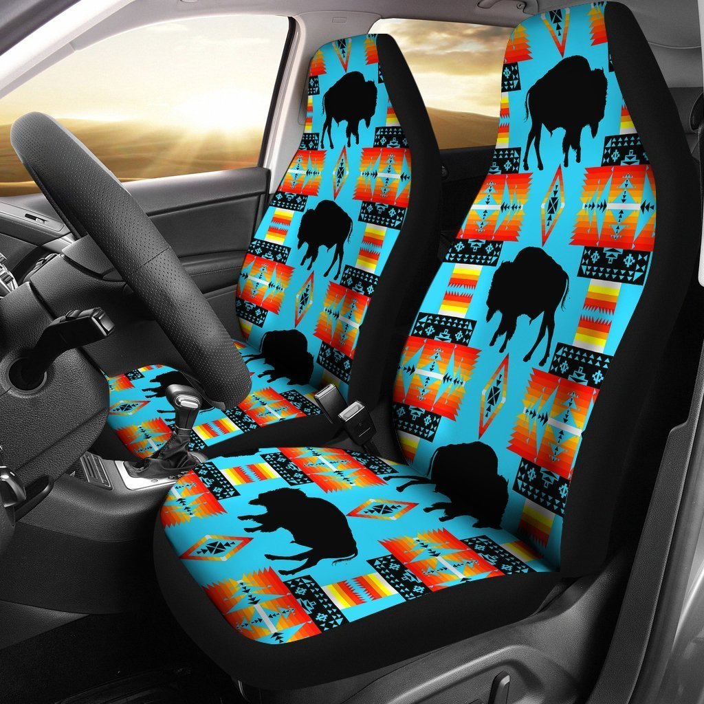 Turquoise And Orange Native Buffalo Universal Fit Car Seat Covers GearFrost