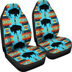 Turquoise And Orange Native Buffalo Universal Fit Car Seat Covers GearFrost