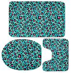 Turquoise And Pink Leopard Print 3 Piece Bath Mat Set