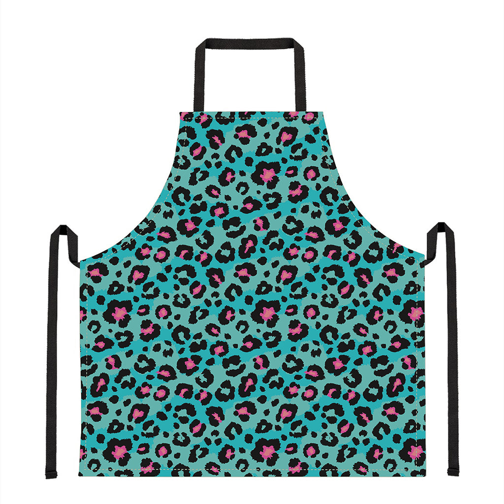 Turquoise And Pink Leopard Print Apron