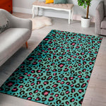 Turquoise And Pink Leopard Print Area Rug
