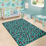 Turquoise And Pink Leopard Print Area Rug