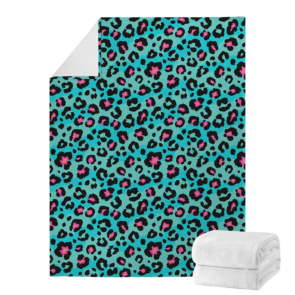 Turquoise And Pink Leopard Print Blanket
