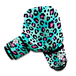 Turquoise And Pink Leopard Print Boxing Gloves