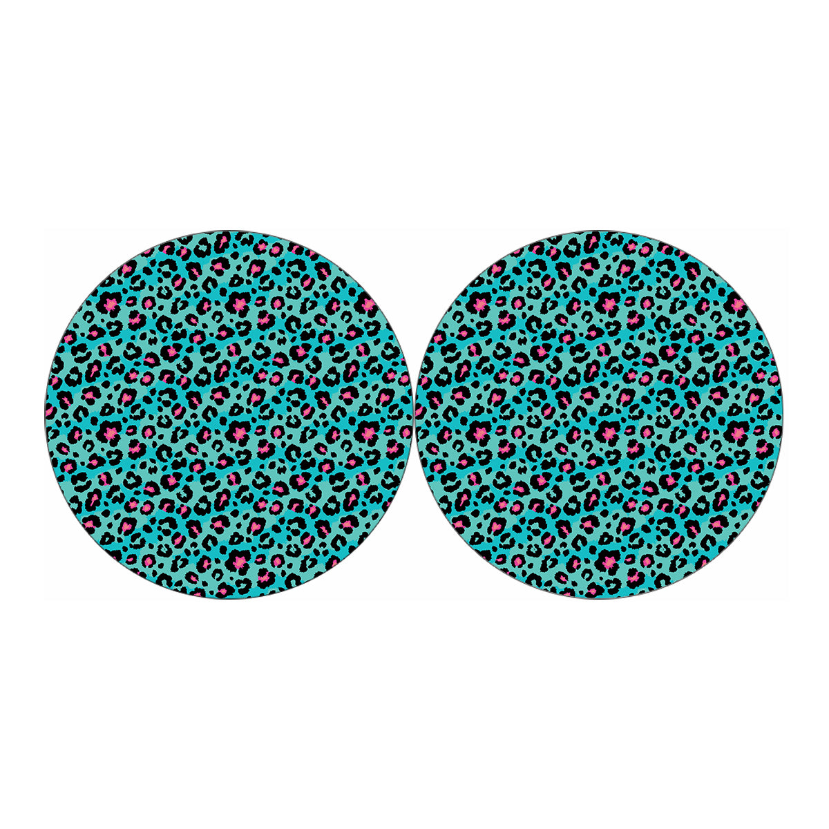 Turquoise And Pink Leopard Print Car Coasters