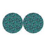 Turquoise And Pink Leopard Print Car Coasters