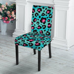 Turquoise And Pink Leopard Print Dining Chair Slipcover